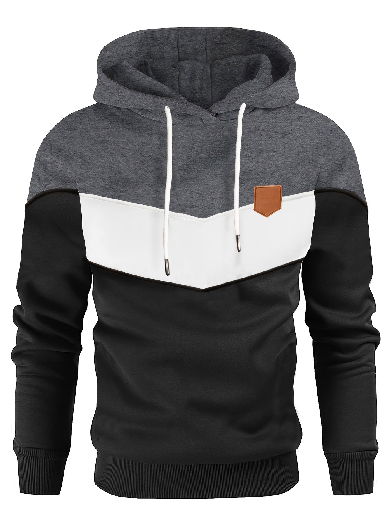 Color Block Hoodie, Cool Hoodies For Men, Men's Casual Classic Design Pullover Hooded Sweatshirt With Kangaroo Pocket Streetwear For Winter Fall, As Gift