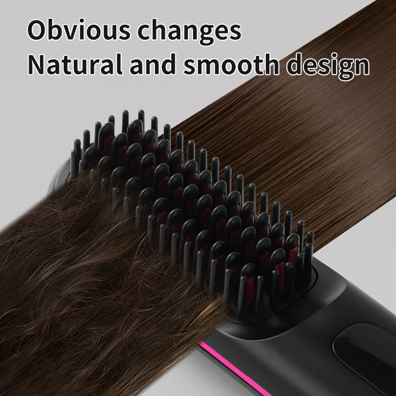 Wireless Hair Straightener for Women - 3-Level Temperature Control, Negative Ion Care, Anti-Scald, USB Rechargeable with LED Display, Portable Design for Home & Travel, Perfect Gift