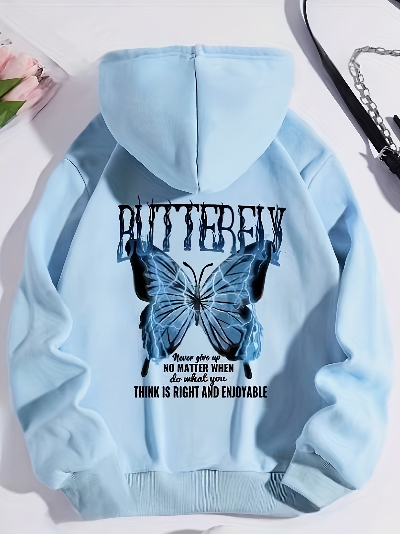 Women's Casual Pullover Sweater With Butterfly Pattern, Soft Polyester Fabric, Relaxed Fit, Machine Washable, Autumn And Winter Wear