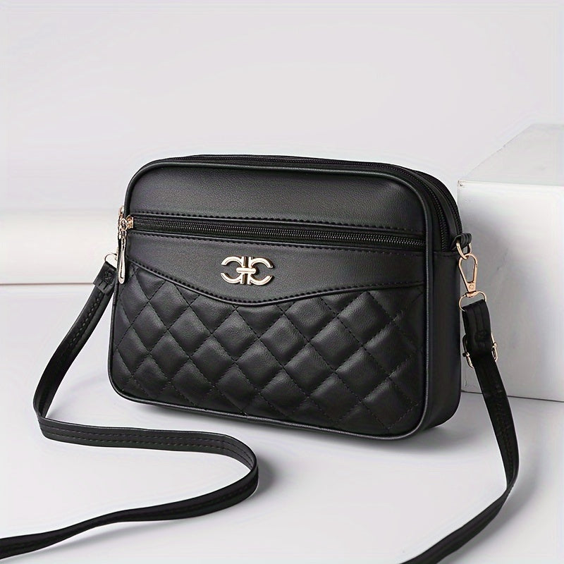 Multi-Color Large Capacity Fashion Quilted Crossbody Shoulder Bag, Versatile Camera Style Small Square Purse For Women