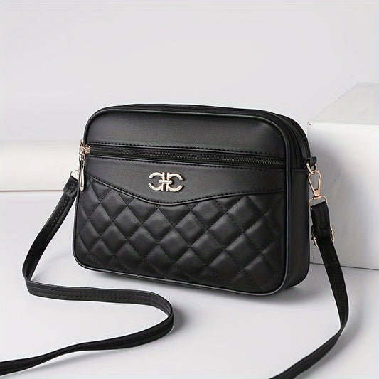 Multi-Color Large Capacity Fashion Quilted Crossbody Shoulder Bag, Versatile Camera Style Small Square Purse For Women