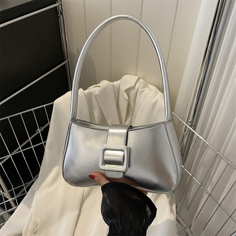 Niche Texture Armpit Bag, Women'S Crossbody Bag, High-End Feeling, Cloud Silver Crescent Shoulder Bag, Daily Commuting, Christmas Birthday Gift