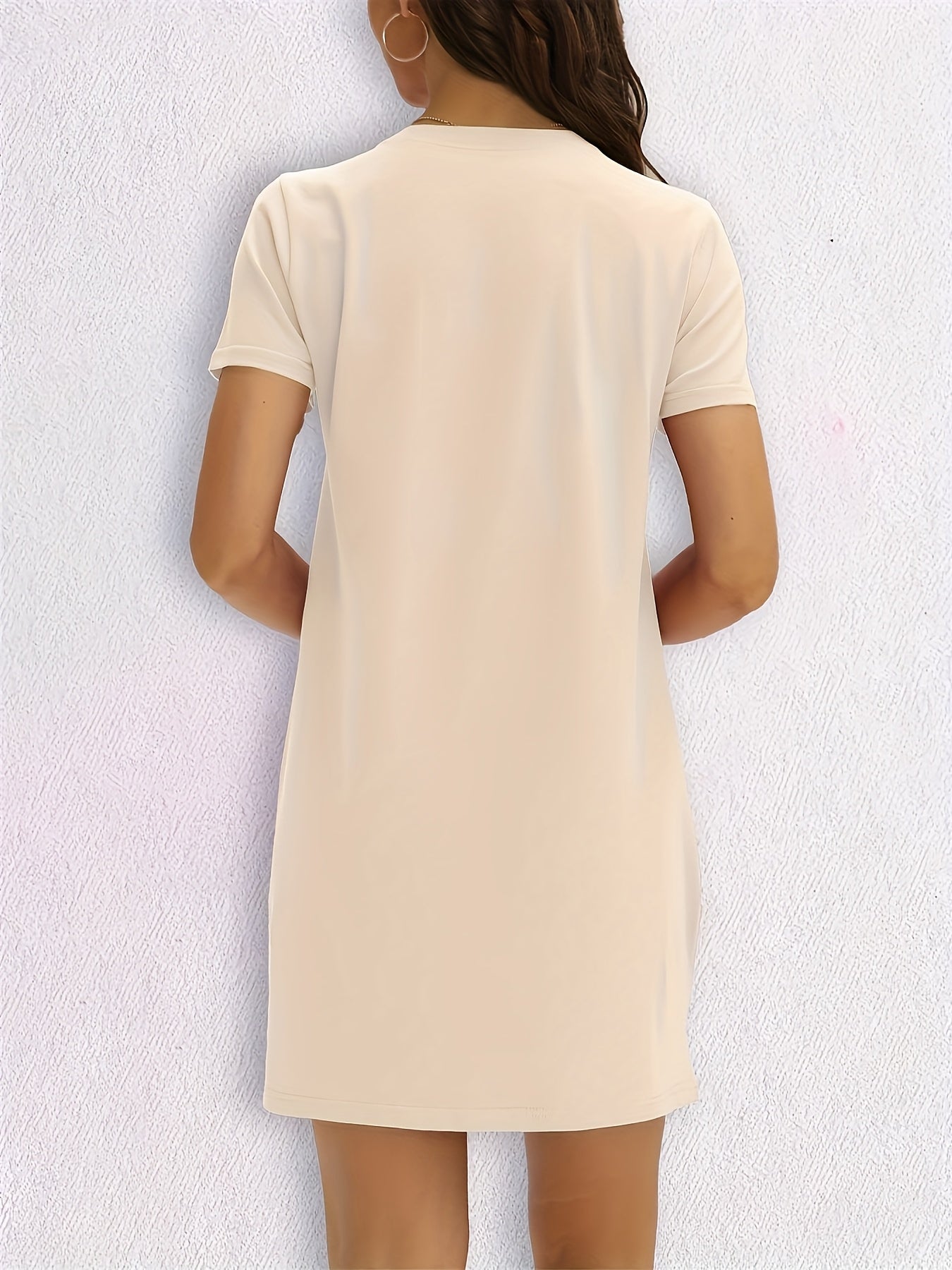 Vestito T-Shirt Casual da Donna con Stampa PARIS France - Nero & Bianco Grafico, Collo Rotondo, Tessuto Elasticizzato Medio, Lavabile in Lavatrice per Primavera/Estate, Manica Corta