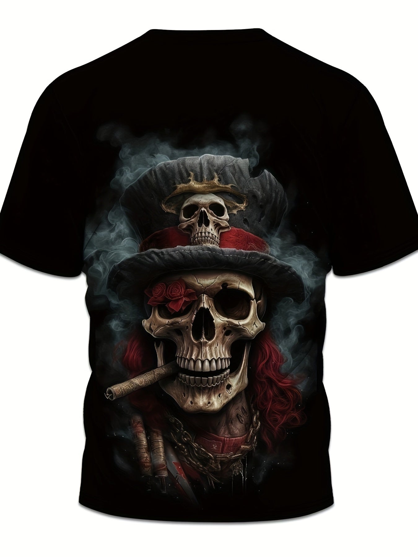 Men's Skull Print T-shirt, Casual Short Sleeve Crew Neck Tee, Men's Clothing For Outdoor