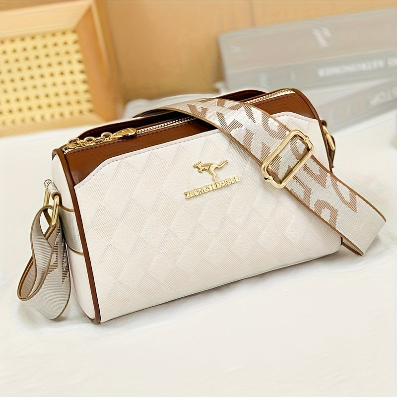 Fashion Crossbody Boston Bag, Multi Layer Shoulder Bag, Women's Casual Handbag & Purse For Commute