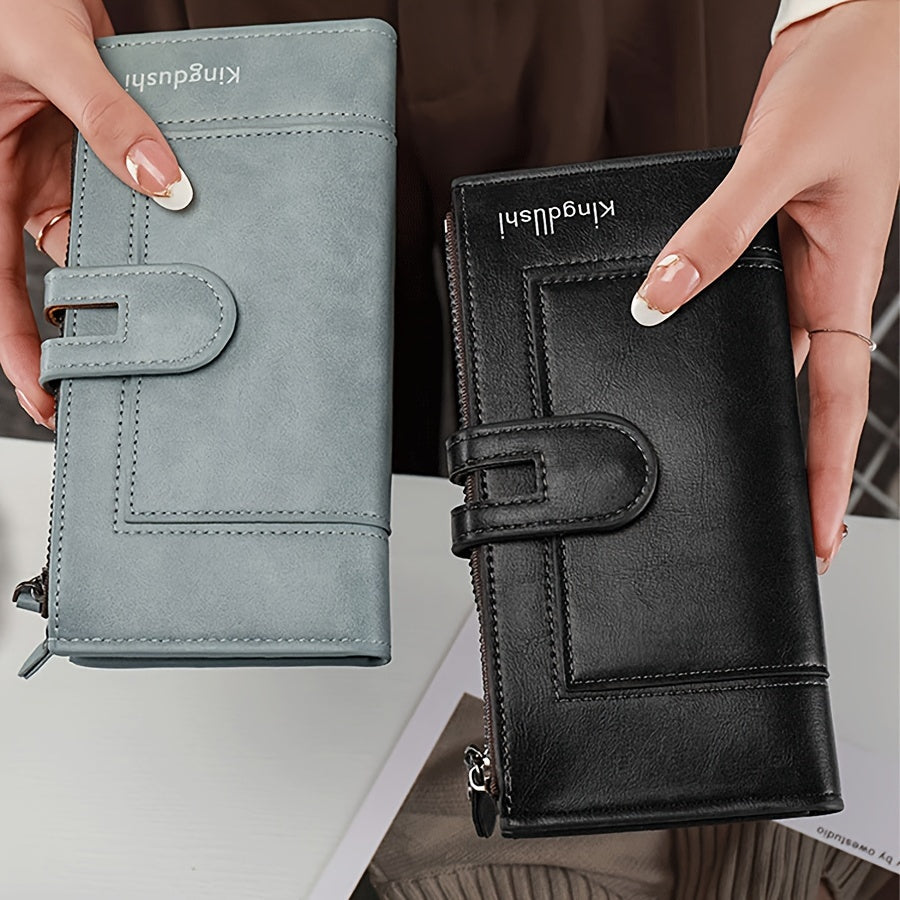 Classic Solid Color Long Clutch Wallet, Versatile Lightweight Coin Purse, Minimalist Retro Style Purse