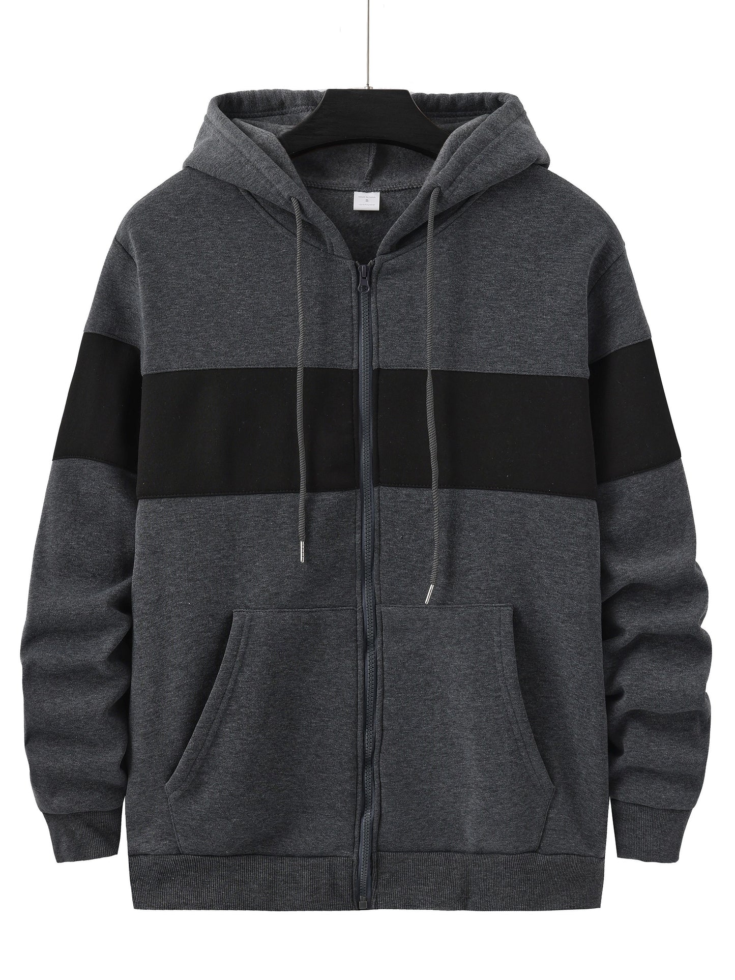 Men's Contrast Color Hooded Long Sleeve Zip Up Sweatshirt Jacket With Pockets, Trendy And Casual Hoodie Jacket Suitable For Spring And Autumn Sports And Outdoors Wear