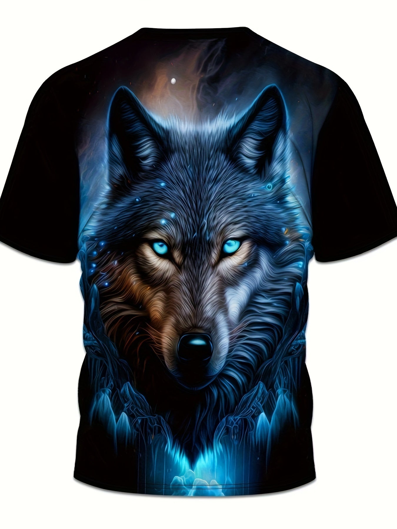 Men's Wolf Graphic Print T-shirt, Casual Short Sleeve Crew Neck Tee, Men's Clothing For Outdoor