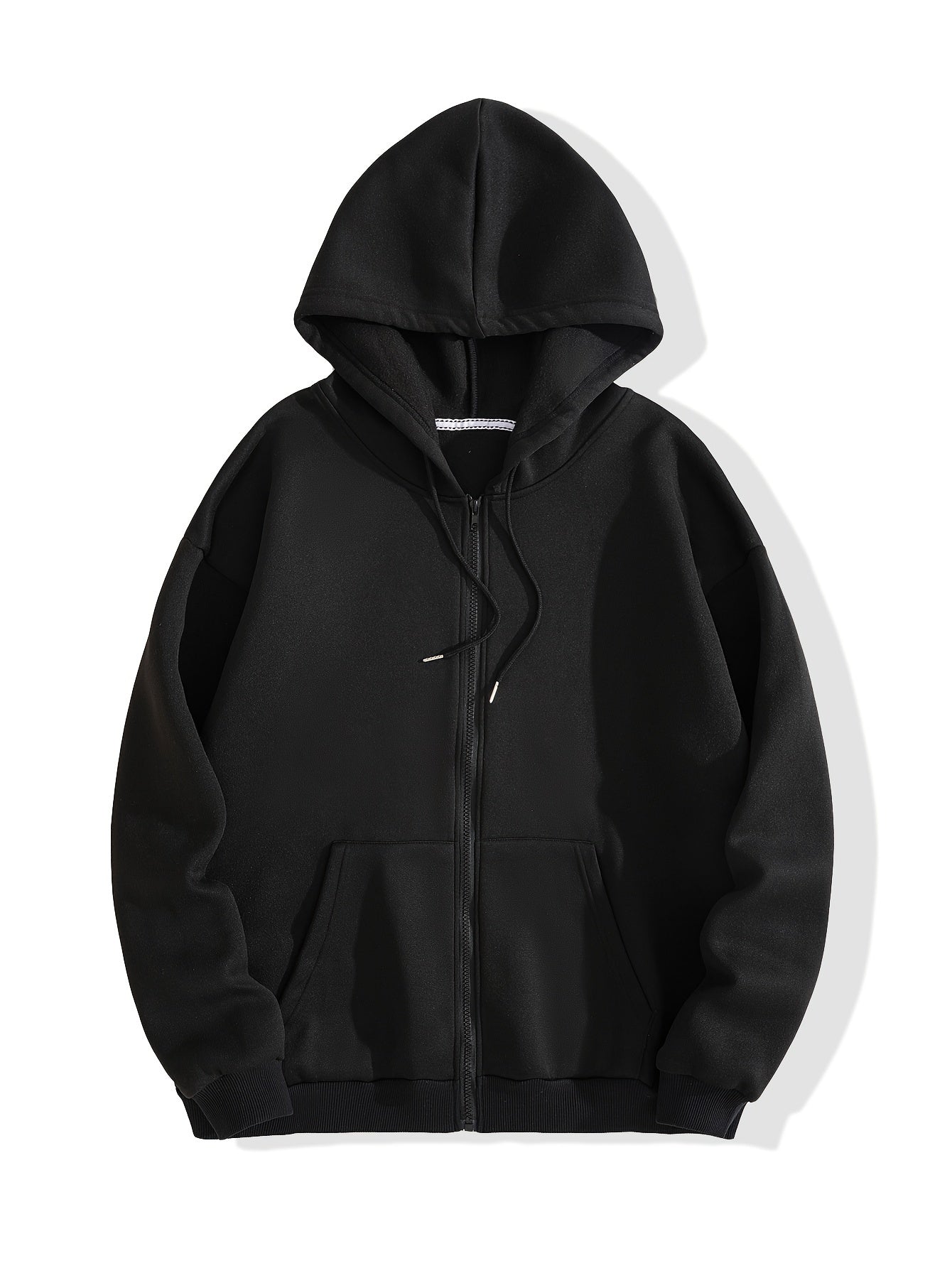 Solid Zip Up Pocket Hoodie, Casual Long Sleeve Drawstring Hoodies Sweatshirt, Women's Clothing