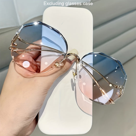 Stylish Frameless Gradient Fashion Glasses - Oversized Shades For Women, Trendy Eyewear For Outdoor Wear, Everyday Use, And Fashion Statements