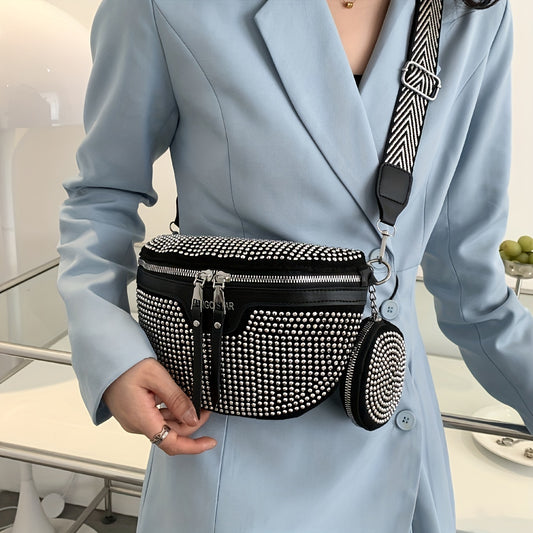 Stylish Diamante Studded Crossbody Bag - Perfect for Everyday Occasions