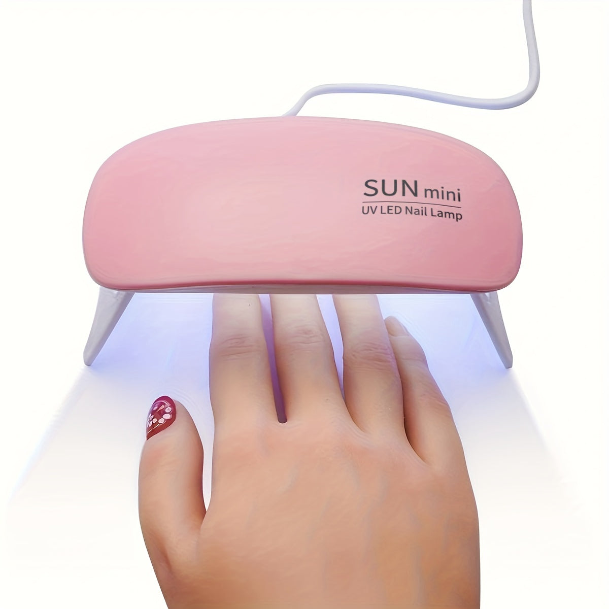 Compact Pink & White Mini Mouse-Shaped UV LED Nail Dryer Lamp - Portable Gel Polish Curing Light with USB Charging, Foldable Design for Home Use, Odorless Plastic, Ideal for Fingernails & Toenails