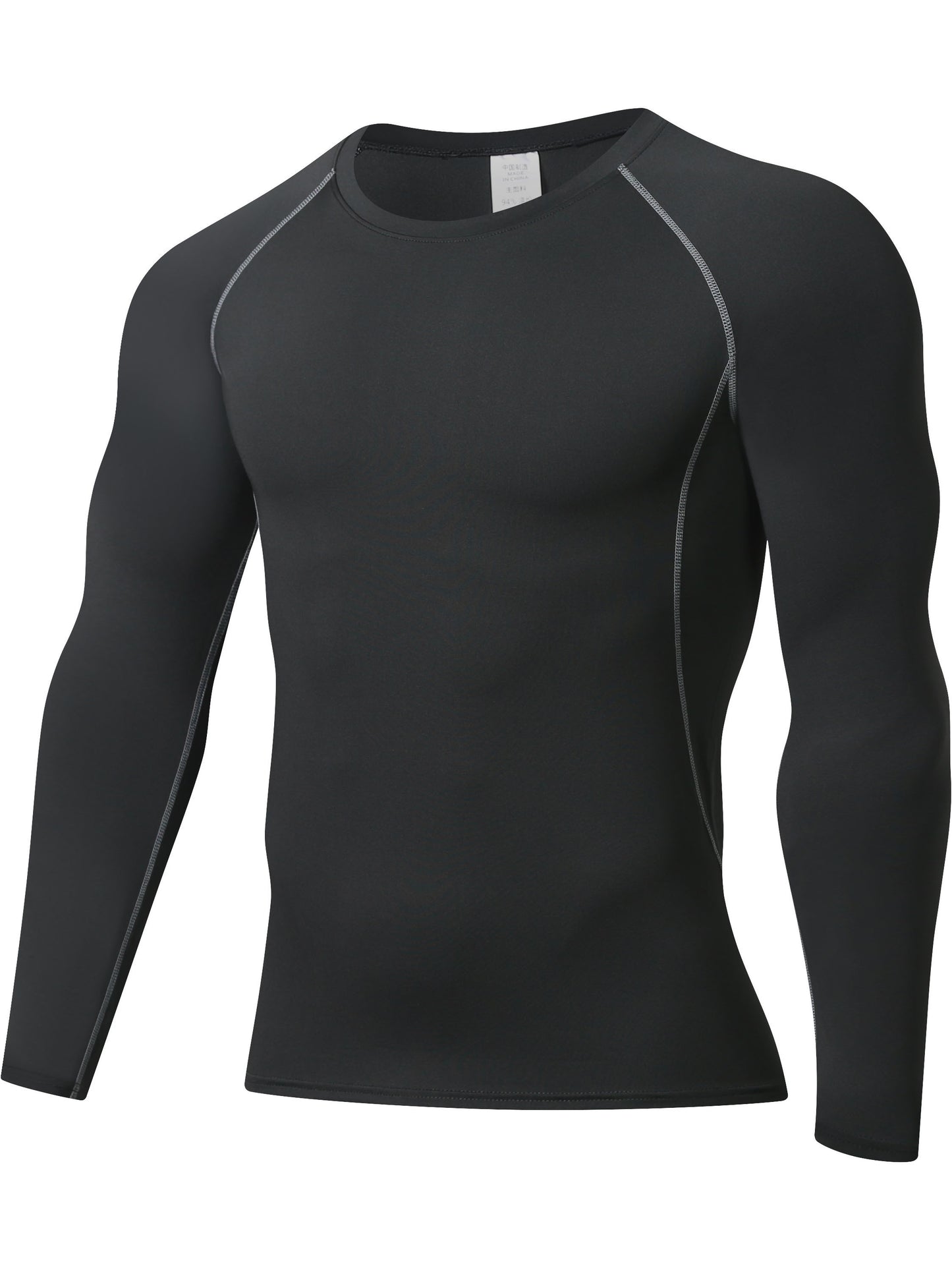 Men's Athletic Compression Long Sleeve Shirt, Quick-Dry Performance Top, Breathable Sportswear, Running Gym Fitness Gear