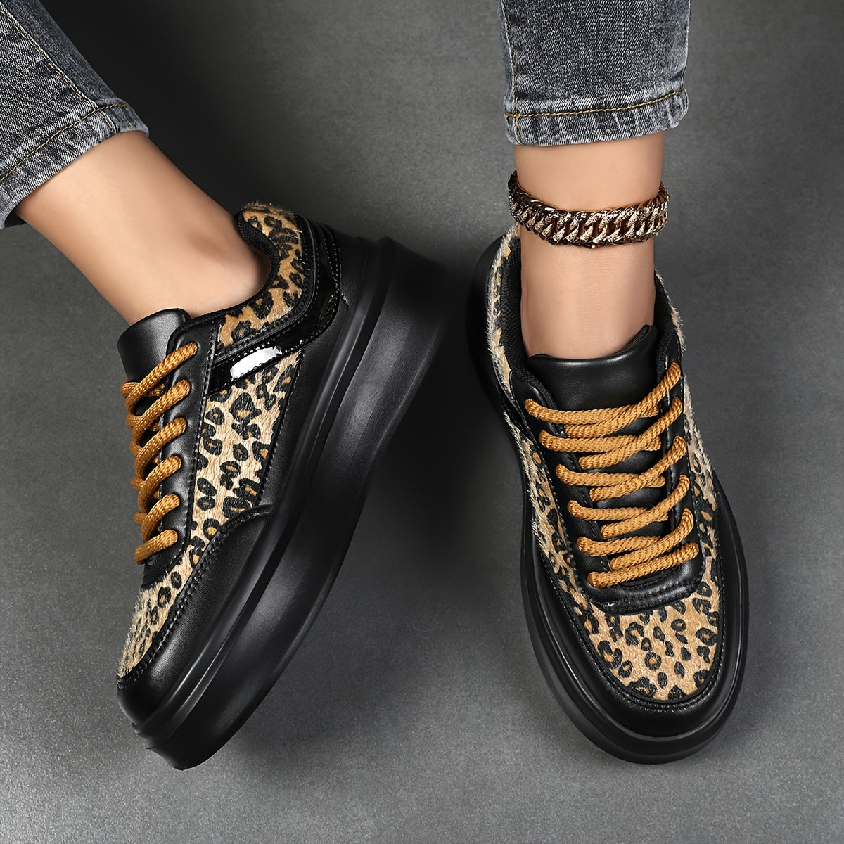 Chic Leopard Print Women's Sneakers - Lightweight, Comfortable Lace-Up Casual Shoes with Soft EVA Sole for All Seasons