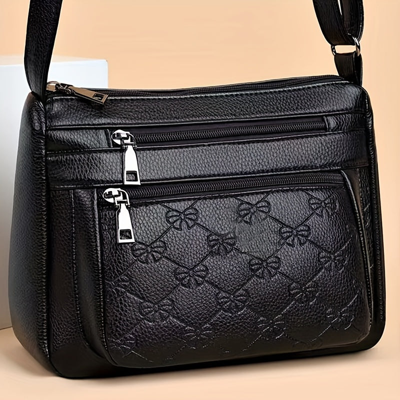 Bowties Embossed Stylish Shoulder Bag For Men Women, Multi-layer Business Cash Bag, Fashionable Sling Bag