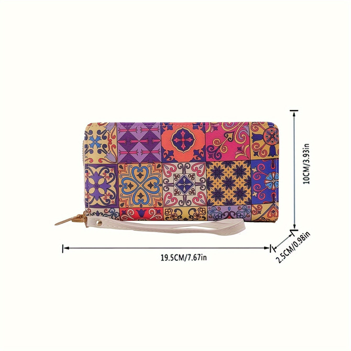 Women'S Fashion Long Wallet 2024 New Print Faux Leather Casual Zipper Handbag with Multiple Card Slots and Zippered Pocket, Polyester Lined, Wipe Clean, No Edge Finish, with Lanyard