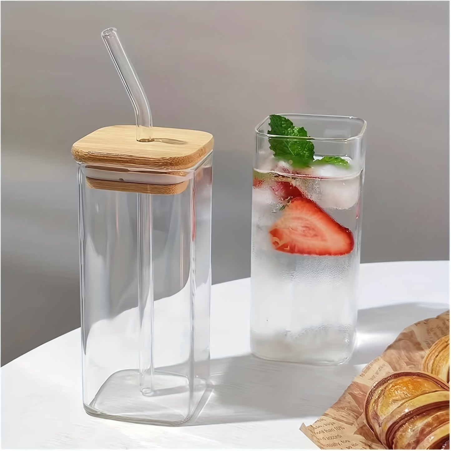 Versatile Heat-Resistant Glass Cup with Lid & Straw - Perfect for Coffee, Milk Tea, and More - Sustainable, Lead-Free, Handwash Only