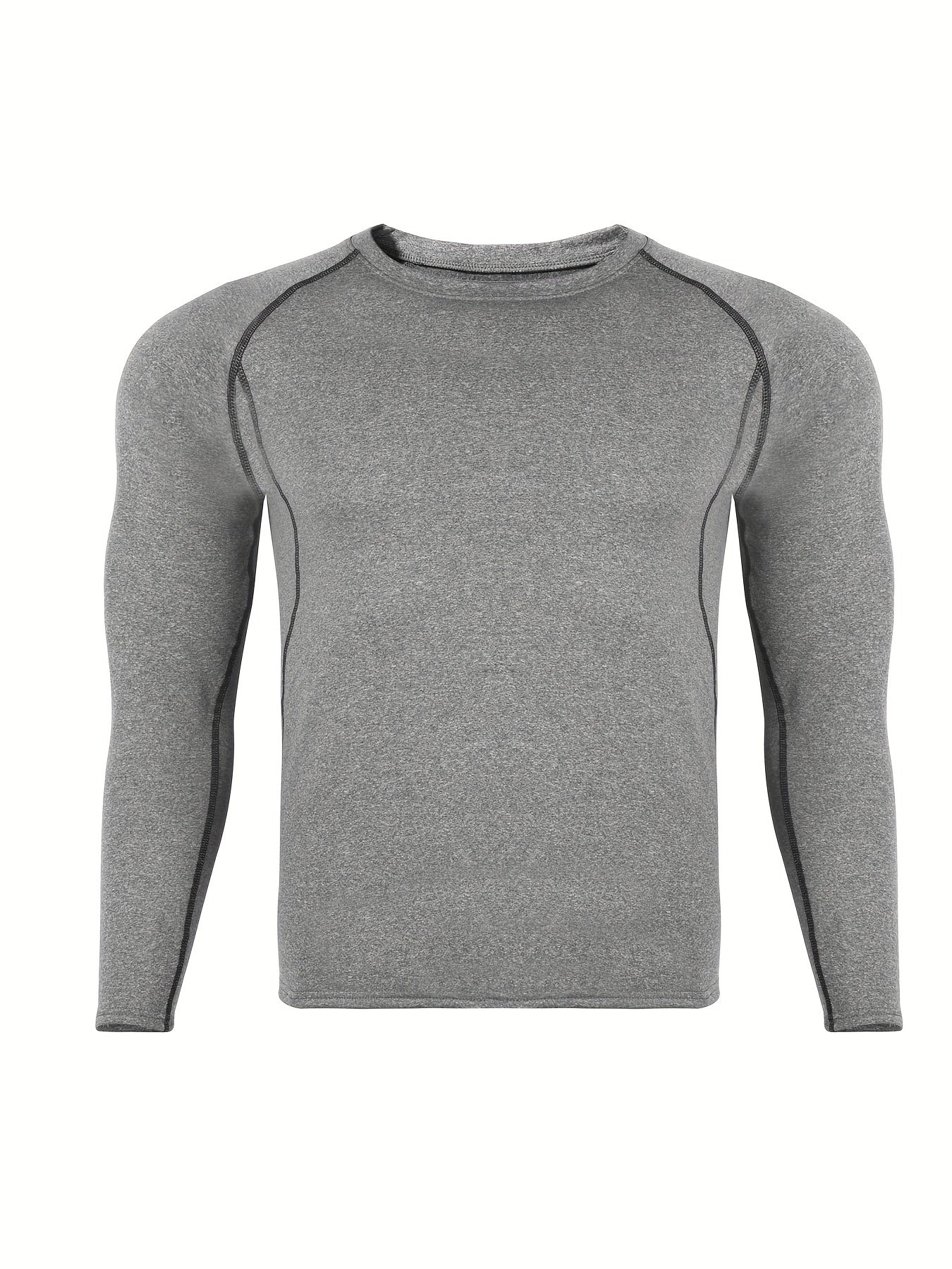 Men's Athletic Compression Long Sleeve Shirt, Quick-Dry Performance Top, Breathable Sportswear, Running Gym Fitness Gear