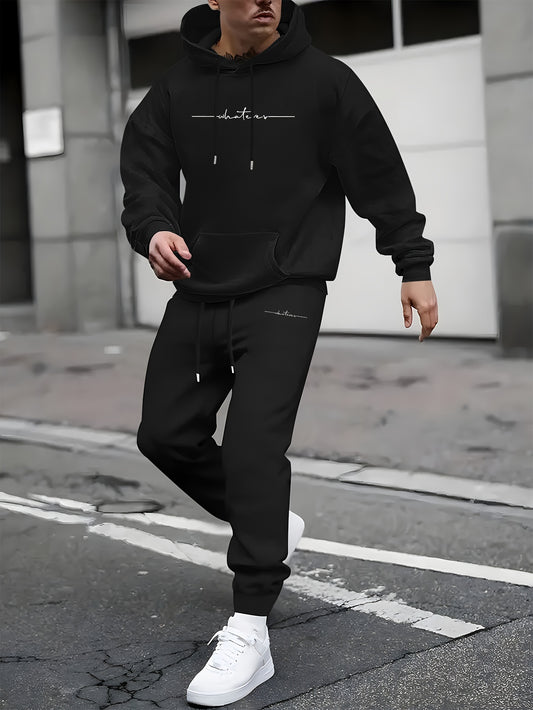 1 counts Hoodie Suit Men's Trendy New Casual Hoodie and Pants Plus Velvet Sports Suit