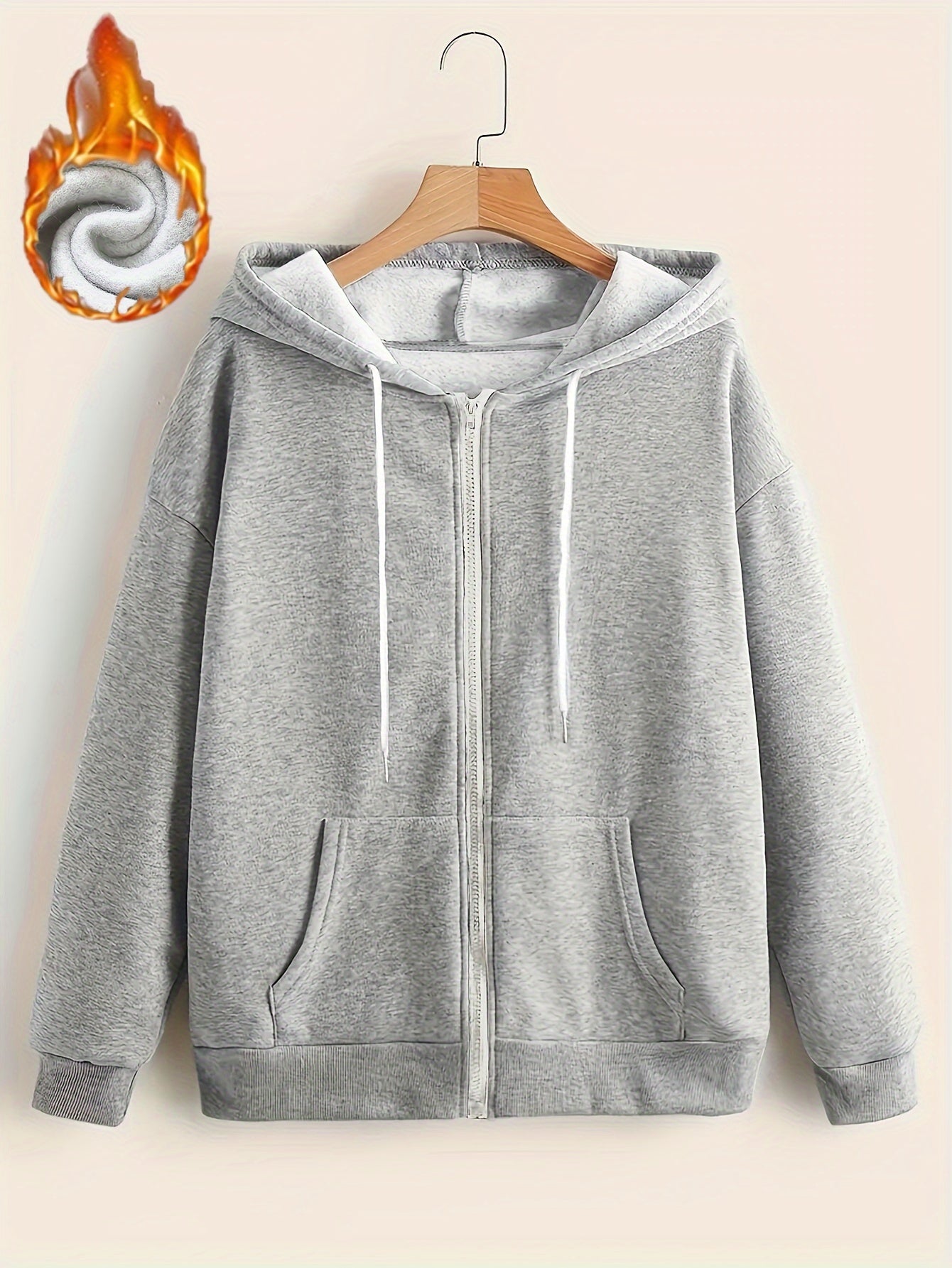 Women's Hooded Sweatshirt, Solid Color, Long Sleeve, Drawstring Hooded, Women's Clothing With Pocket, For Fall And Winter