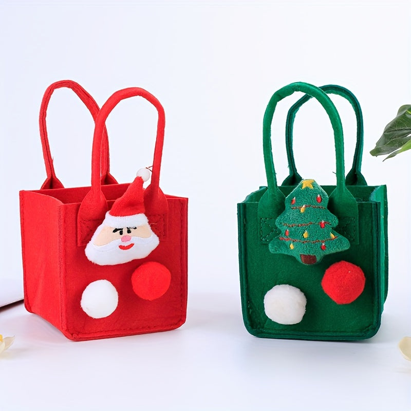 Green Christmas Candy Bag, Cartoon Christmas Gift Bag, Foldable Christmas Treat Bag, Festive Gift for Women, Holiday Party Supplies