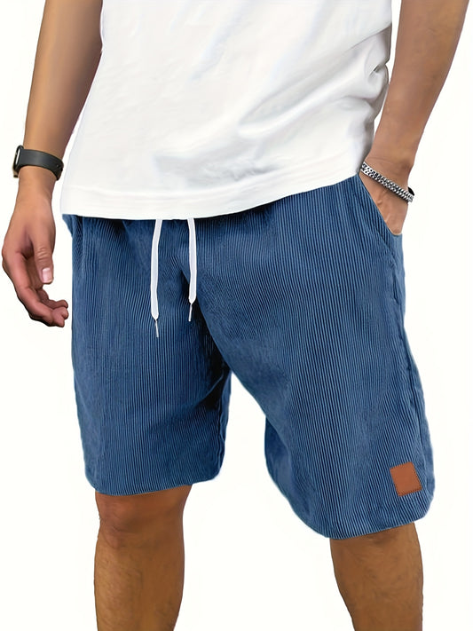 Short da spiaggia casual in velluto per uomo - Leggero, traspirante con cintura con coulisse, colore solido, taglio rilassato per un look casual
