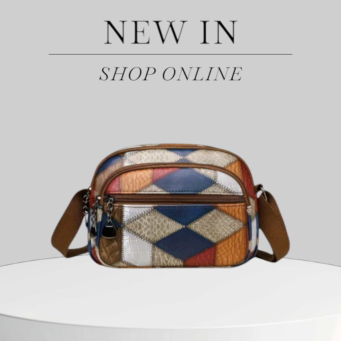 Retro mixed colours crossbody women bag