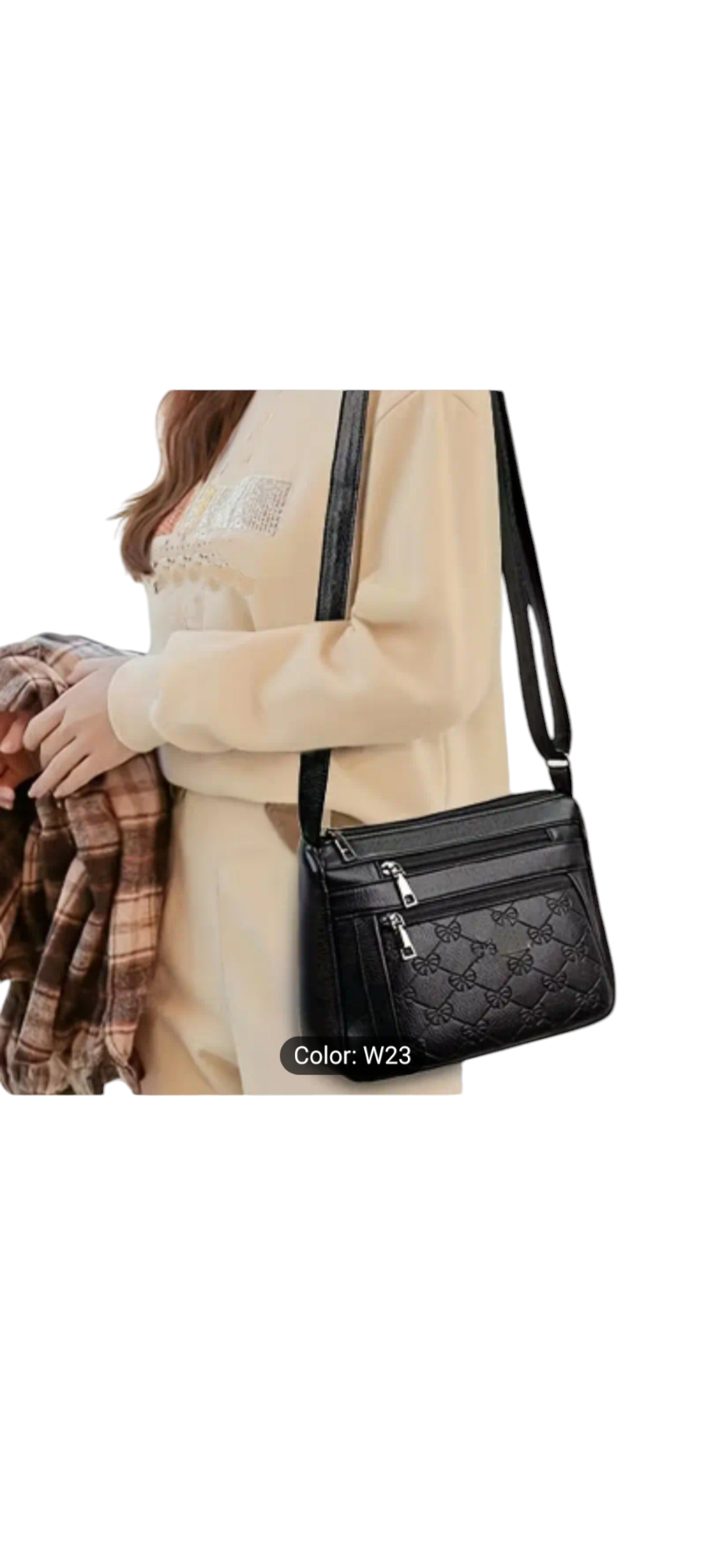 Women crossbody with multiple Zipper shoulder bag