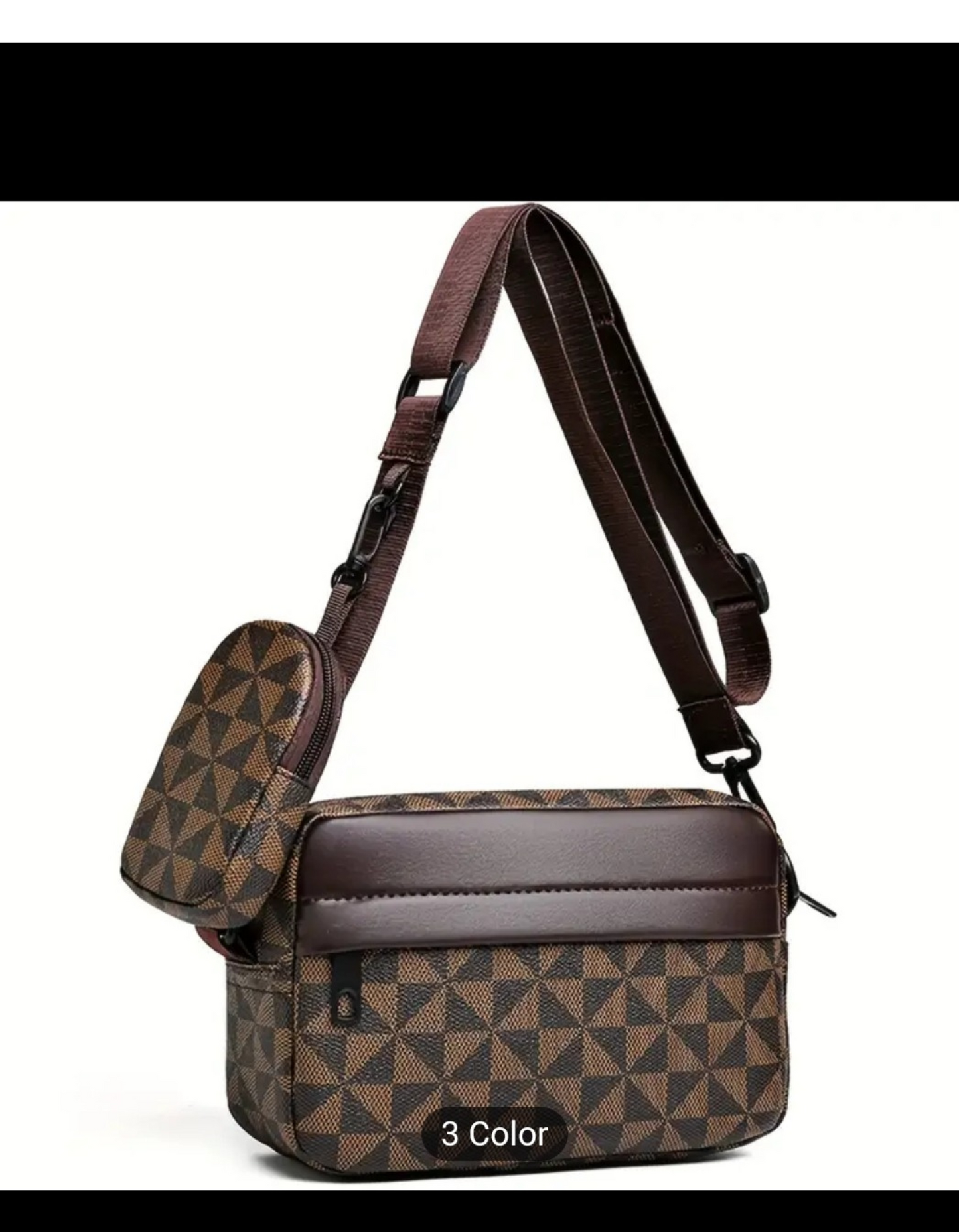 Women vintage colour block crossbody shoulder bag