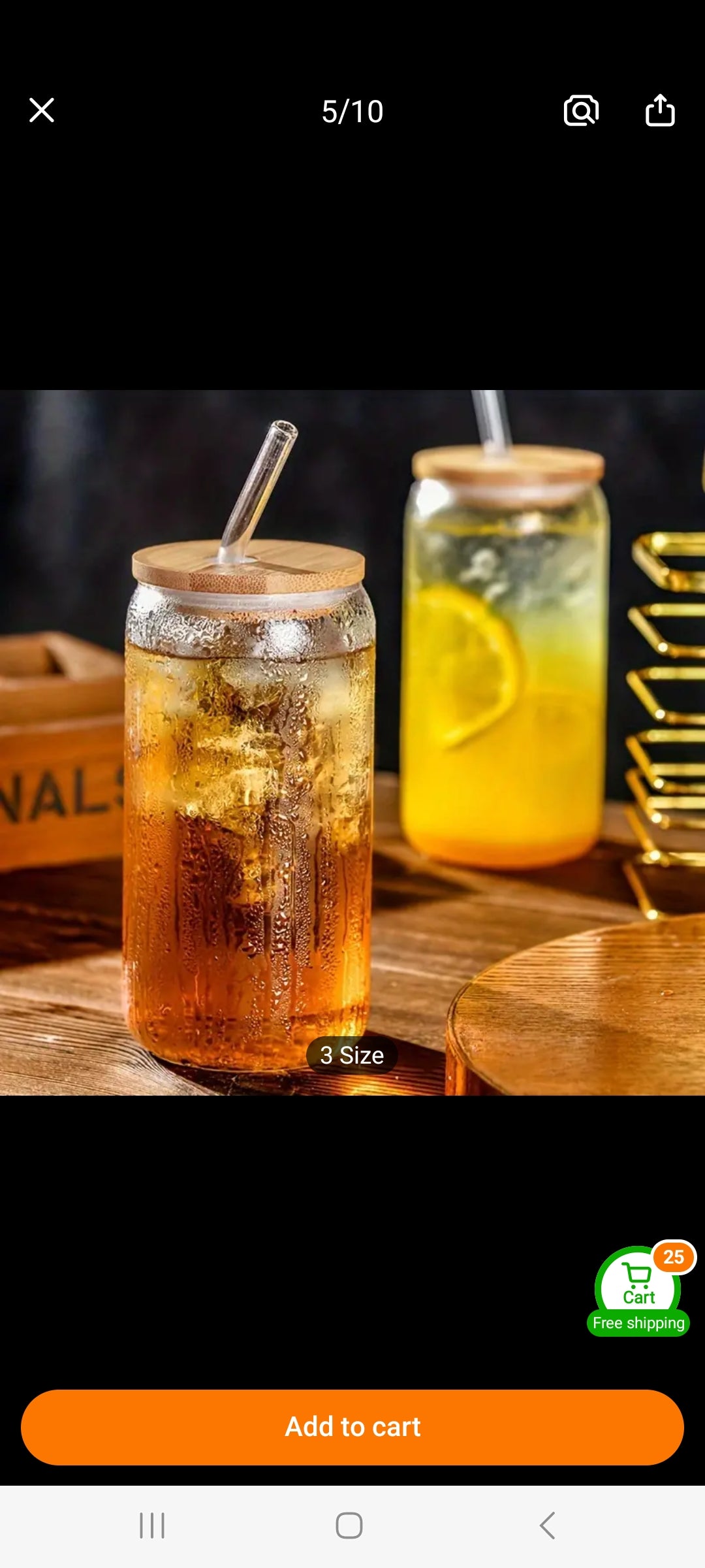 1pc 600ml Glass tumbler cup with bamboo lid +straw with customised adhesive waterproof coffee sticker