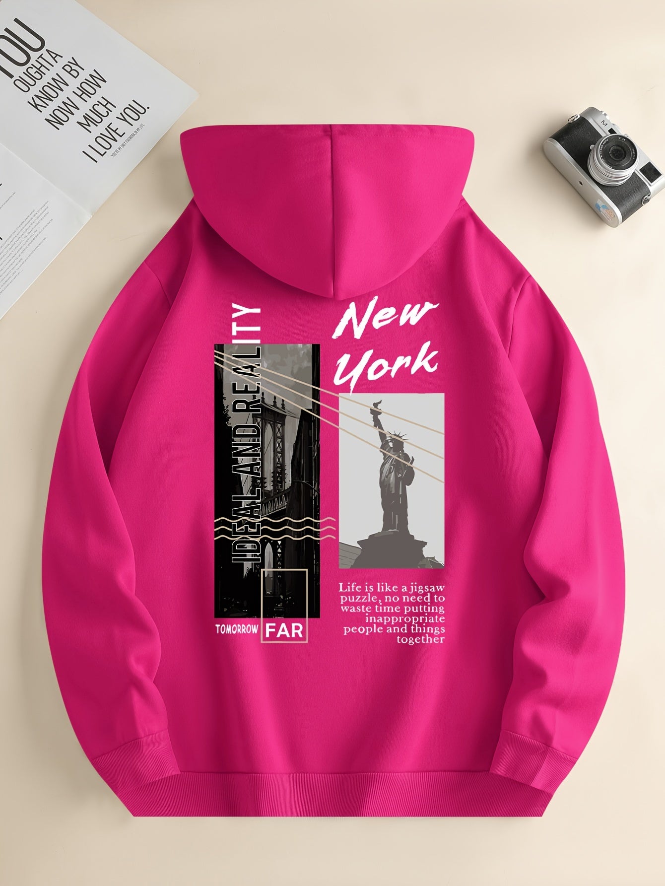 NEW YORK Print Hoodie, Cool Hoodies For Men, Men's Casual Pullover Hooded Sweatshirt With Kangaroo Pocket Streetwear For Winter Fall, As Gifts