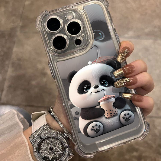 Milk Tea Panda Transparent Phone Case FOR Iphone 11 12 13 14 15 16 Pro Max 14 Pro High-Quality New High-Quality Soft-Shell Silicone Phone Case