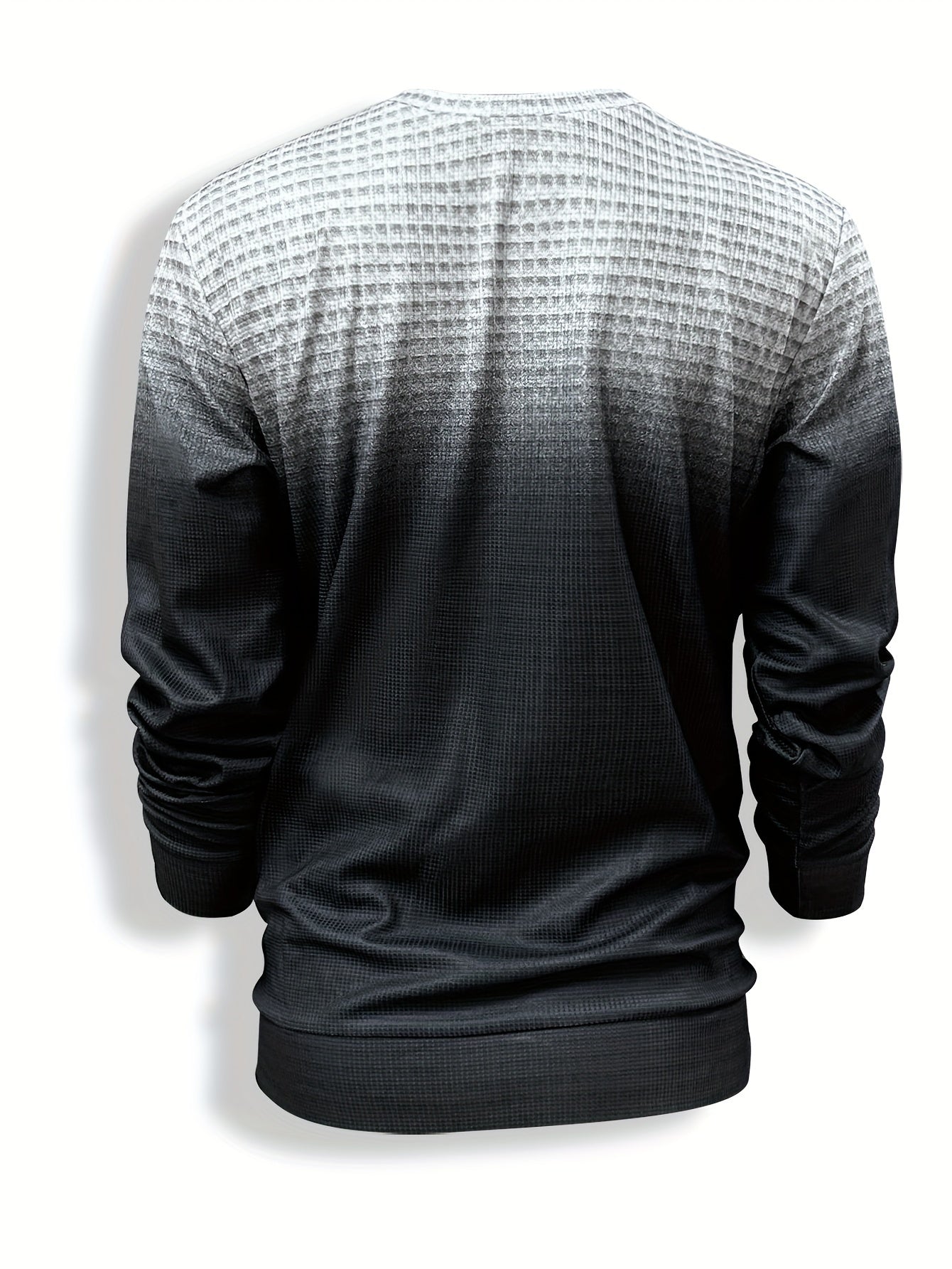 Men's Lightweight Gradient Crew Neck Sweatshirt - Casual Polyester Pullover with Printed Design, Machine Washable