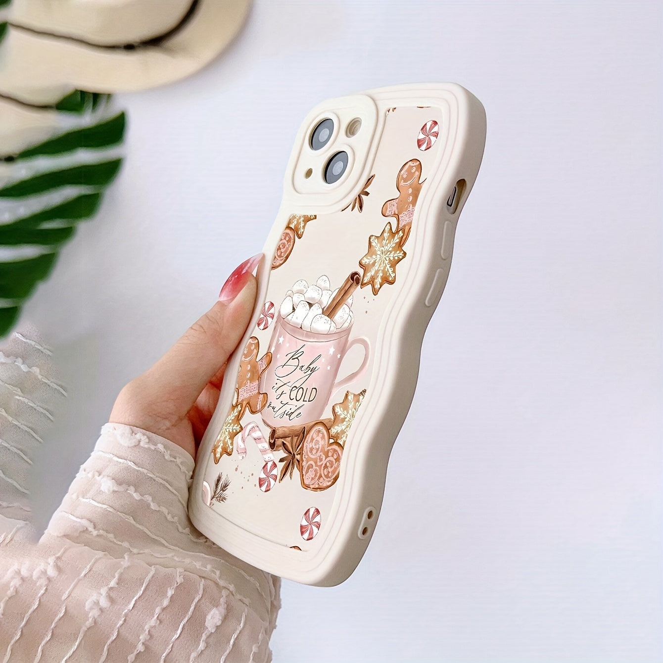 Full Coverage Anti-Fall Gingerbread For Man Wave Type Phone Case For iPhone 15/14/13/12/11 - 1pc