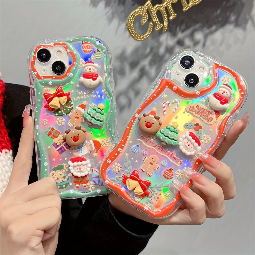 Adorable 3D Christmas Tree Doll Radiant Phone Case For iPhone 15 14 13 12 11 Pro Max X XS XR MAX 8 7 Plus Snowman Deer Santa