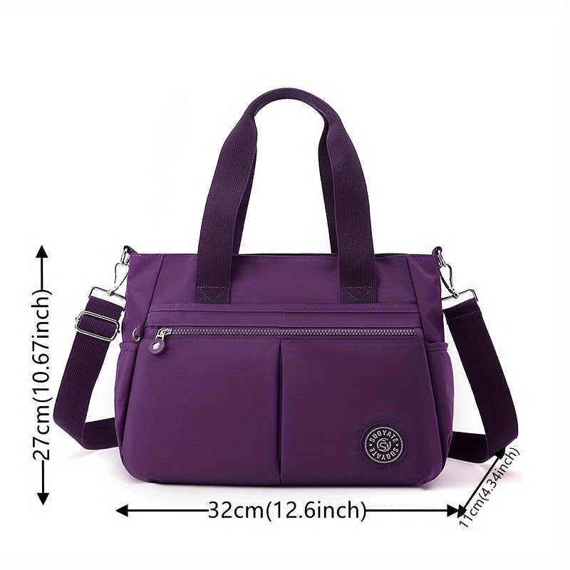 Chic Women's Nylon Crossbody Bag - Adjustable Strap, Zip Closure, Versatile Solid Color Shoulder Purse for Everyday Use