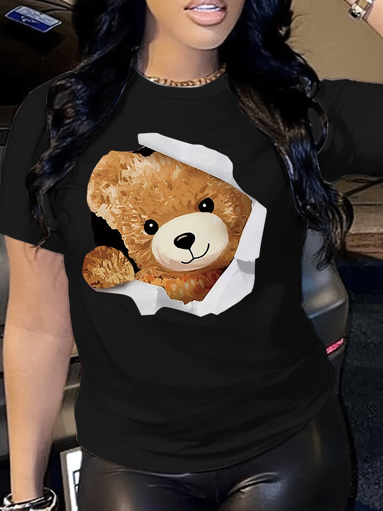 Graphic Print T-shirt, Short Sleeve Crew Neck Casual Top For Summer & Spring, Women's Clothing