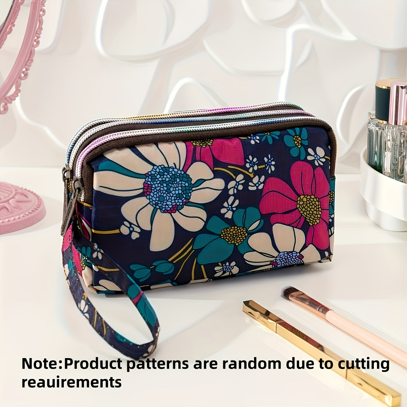 Chic Floral Print Wristlet Wallet for Women - Spacious Clutch with Zipper, Ideal for Travel & Organization, Polyester Coin Purse with Portable Storage Pouch