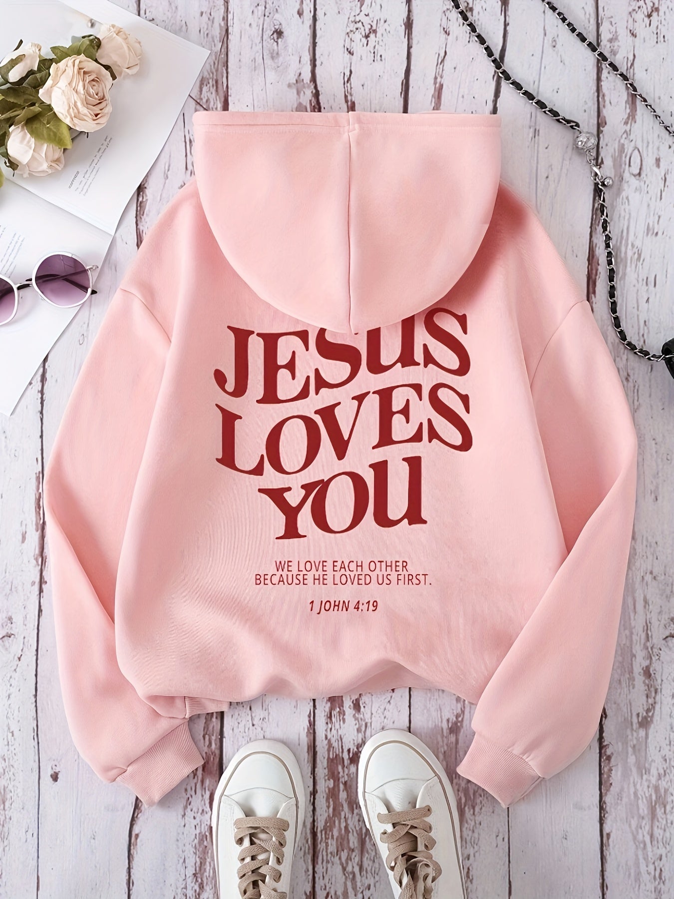 Letter Print Kangaroo Pocket Hoodie, Drawstring Casual Hooded Sweatshirt For Winter & Fall, Women's Clothing