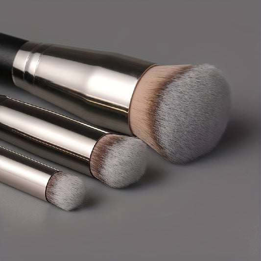 3-Piece Makeup Brush Set, Soft Bristle Foundation & Concealer Brushes, Cosmetic Tools For Quick Application & Blending