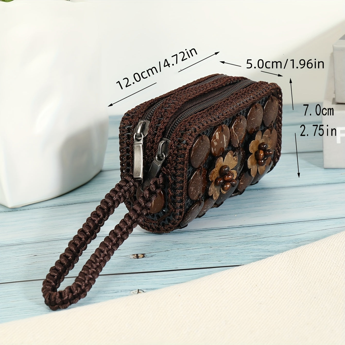 Pure Natural Coconut Shell Special Ethnic Style Handmade Braided Flower Handbag Women's Bag The First 2000 Buyers Will Receive a Beautiful Bracelet