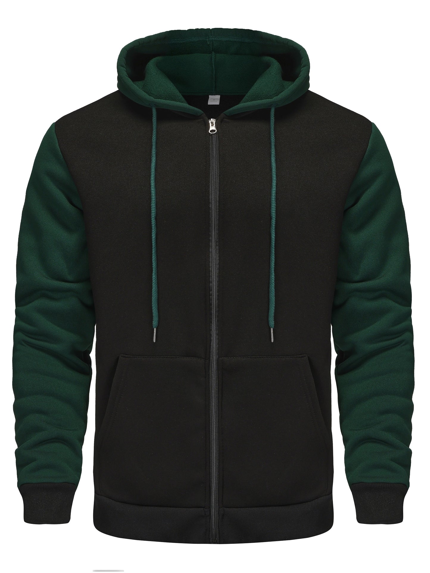 Men's Spring And Autumn Fashion, Contrast Color Hooded Zip Up Long Sleeve Knit Jacket, Leisure Jacket For Casual And Daily Outerwear