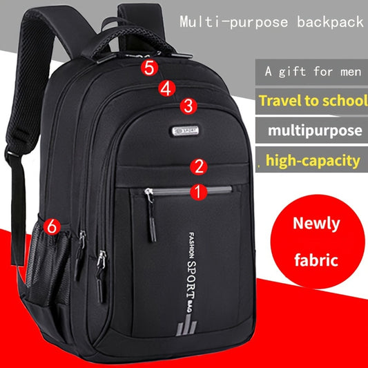 Sporty Nylon Backpack for Men - High Capacity, Multipurpose Daily Commute Bag with Laptop Compartment, Durable & Water-Resistant, Ergonomic Shoulder Straps, Reflective Safety Strip - No Battery Required