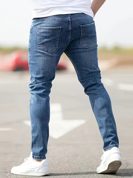 Men's Slim Fit Ripped Jeans, Fashion Comfy Denim Pants For Men, Versatile For All Seasons