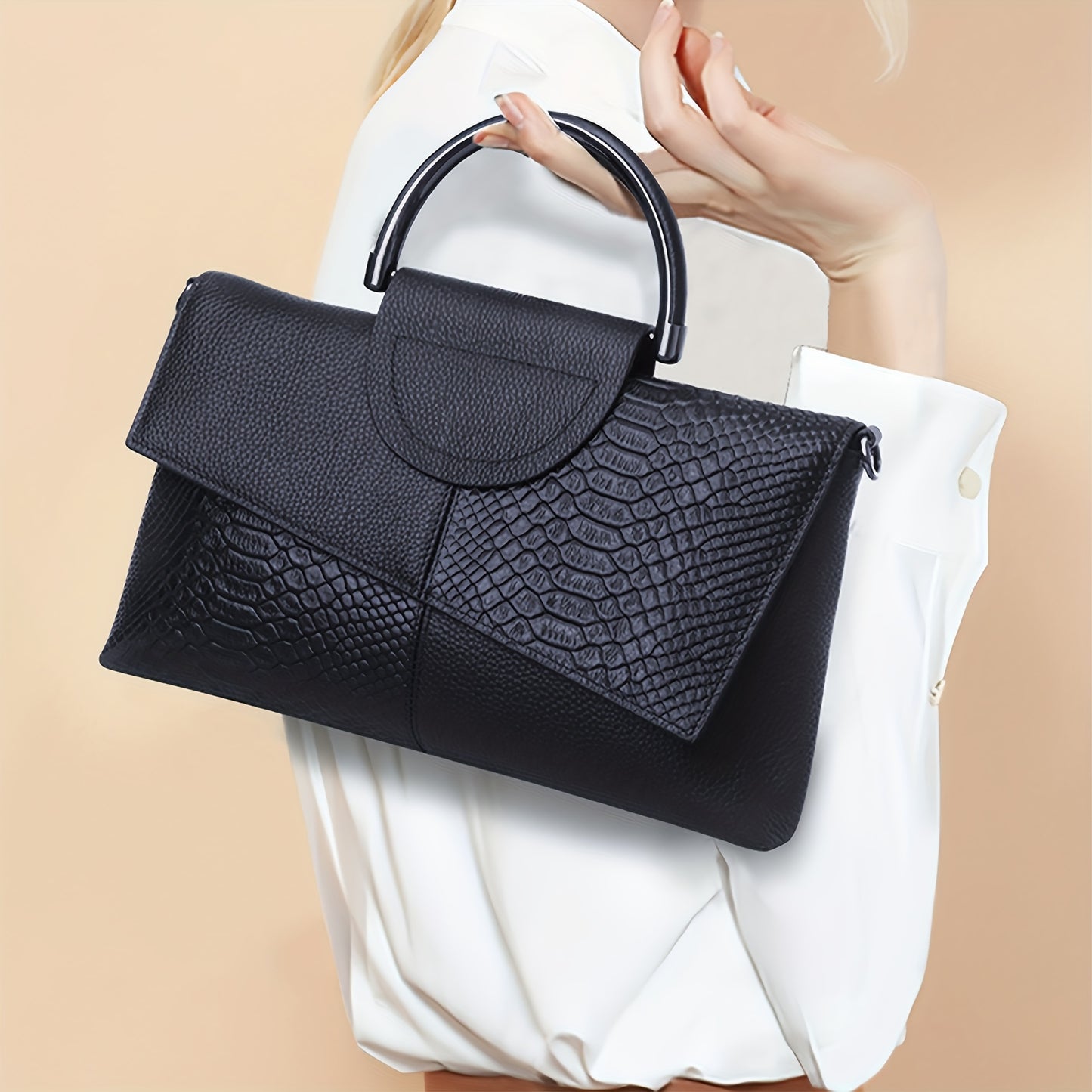 Crocodile Pattern Handbag, Women Luxury Crossbody Bag, Fashion PU Leather Clutch Purse