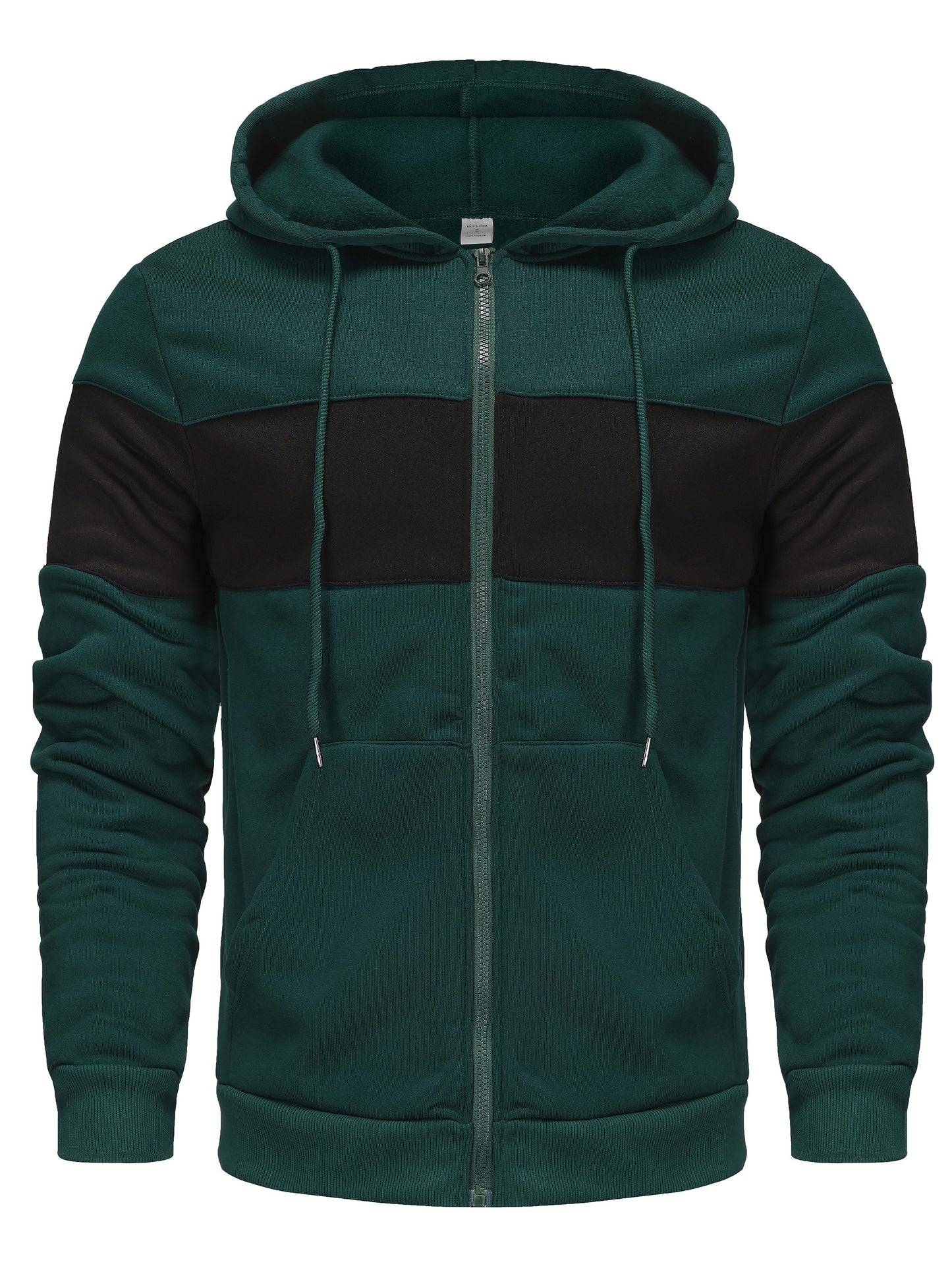 Contrast Color Men's Hooded Zip Up Sweatshirt Jacket With Pockets, Casual And Comfy Hoodie Jacket For Outdoors And Sports Wear