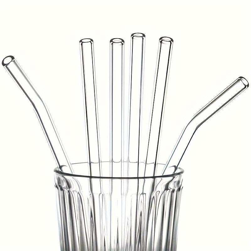 1 Set (4 Straws + 1 Brush) High Borosilicate Transparent Glass Straws, Heat Resistant Reusable Drinking Straws - Perfect for Drinking Water Cups