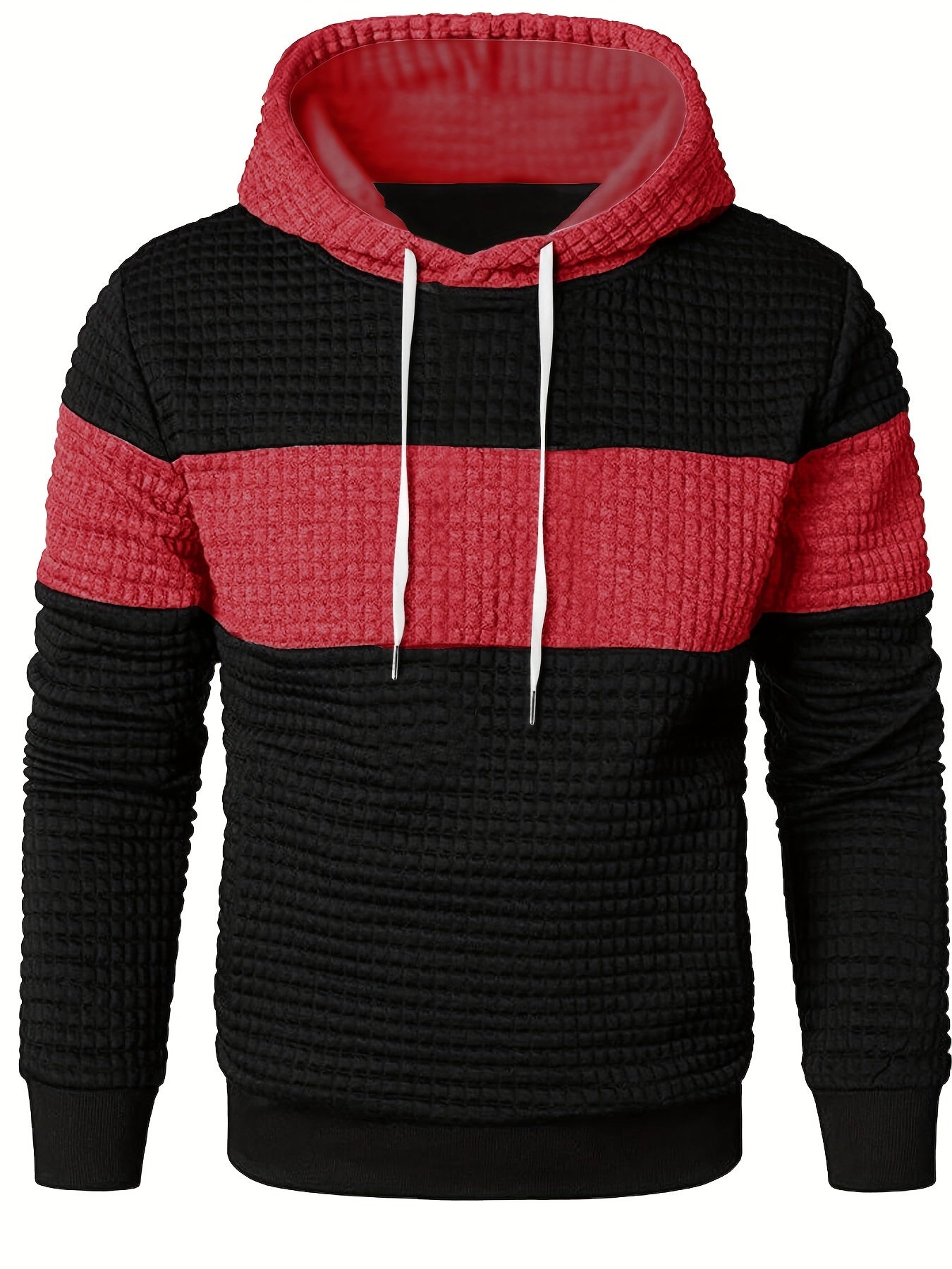 Men's Color Block Hooded Sweatshirt, Comfortable And Causal Top, Fall/Winter Fashion Pullover