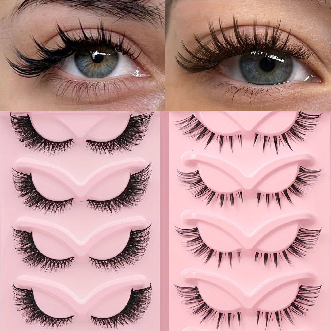 5 Pairs of Cross-border No. 1 Cross-border Cat Eye Lashes, Fluffy and Natural False Eyelashes, Russian Curl Dramatic D Curl False Eyelashes, Natural Fit for the Eyes, Eye-catching and Long, Extend Makeup, Halloween and Christmas