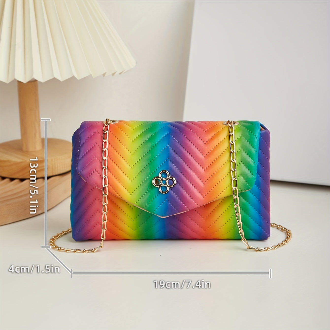 Chic Rainbow Mini Crossbody Bag for Women - Lightweight, Fashionable Wave Embossed Design with Detachable Strap, Magnetic Closure - Available in Multiple Colors